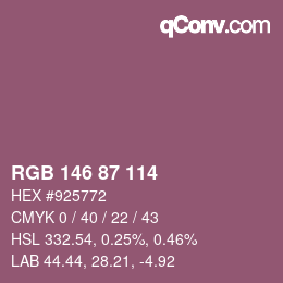 Color code: RGB 146 87 114 | qconv.com