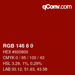 Color code: RGB 146 8 0 | qconv.com