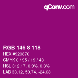 Farbcode: RGB 146 8 118 | qconv.com