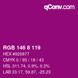 Color code: RGB 146 8 119 | qconv.com
