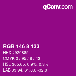 Color code: RGB 146 8 133 | qconv.com