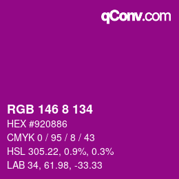 Color code: RGB 146 8 134 | qconv.com