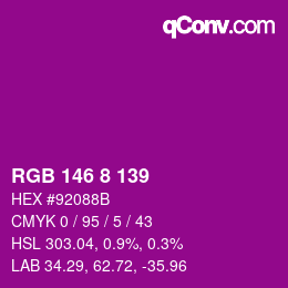 カラーコード: RGB 146 8 139 | qconv.com