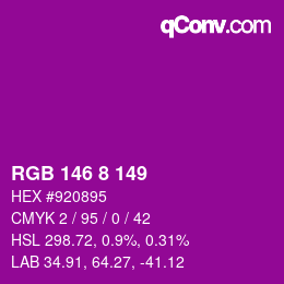 Color code: RGB 146 8 149 | qconv.com
