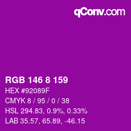 Color code: RGB 146 8 159 | qconv.com