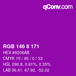 Color code: RGB 146 8 171 | qconv.com