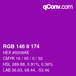 Color code: RGB 146 8 174 | qconv.com
