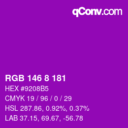Color code: RGB 146 8 181 | qconv.com