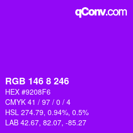 Color code: RGB 146 8 246 | qconv.com