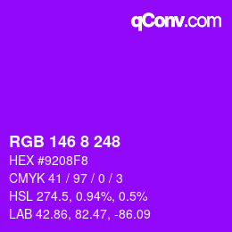 Color code: RGB 146 8 248 | qconv.com