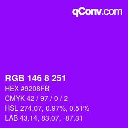 Color code: RGB 146 8 251 | qconv.com