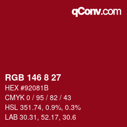 Color code: RGB 146 8 27 | qconv.com