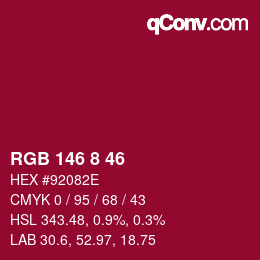 Color code: RGB 146 8 46 | qconv.com
