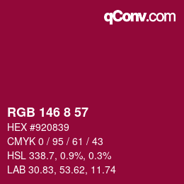颜色代码: RGB 146 8 57 | qconv.com