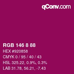 カラーコード: RGB 146 8 88 | qconv.com