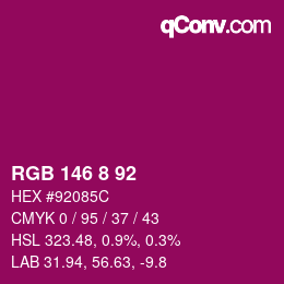 Color code: RGB 146 8 92 | qconv.com