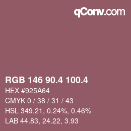 カラーコード: RGB 146 90.4 100.4 | qconv.com