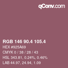 カラーコード: RGB 146 90.4 105.4 | qconv.com
