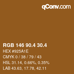 カラーコード: RGB 146 90.4 30.4 | qconv.com