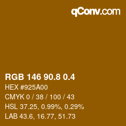 カラーコード: RGB 146 90.8 0.4 | qconv.com
