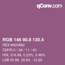 カラーコード: RGB 146 90.8 130.4 | qconv.com