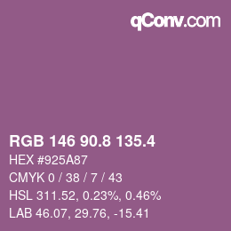 カラーコード: RGB 146 90.8 135.4 | qconv.com