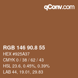 カラーコード: RGB 146 90.8 55 | qconv.com