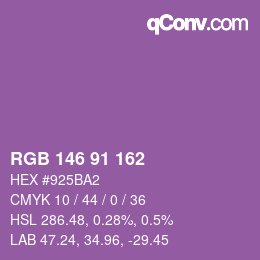 Color code: RGB 146 91 162 | qconv.com