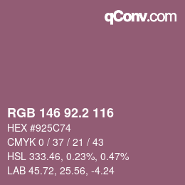 カラーコード: RGB 146 92.2 116 | qconv.com