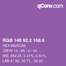 カラーコード: RGB 146 92.2 168.6 | qconv.com