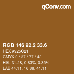 カラーコード: RGB 146 92.2 33.6 | qconv.com