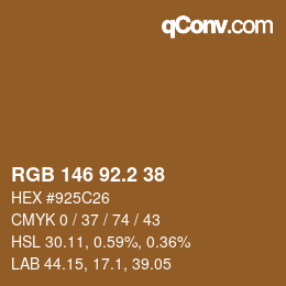 カラーコード: RGB 146 92.2 38 | qconv.com