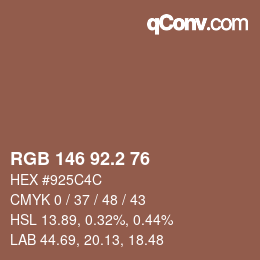 カラーコード: RGB 146 92.2 76 | qconv.com
