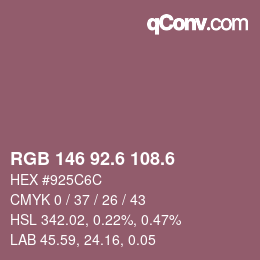カラーコード: RGB 146 92.6 108.6 | qconv.com