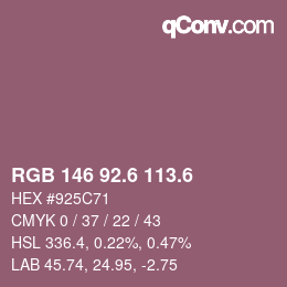 カラーコード: RGB 146 92.6 113.6 | qconv.com