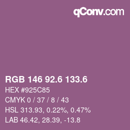 カラーコード: RGB 146 92.6 133.6 | qconv.com