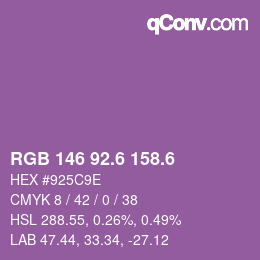 カラーコード: RGB 146 92.6 158.6 | qconv.com