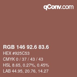 カラーコード: RGB 146 92.6 83.6 | qconv.com