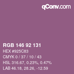 颜色代码: RGB 146 92 131 | qconv.com