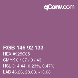 カラーコード: RGB 146 92 133 | qconv.com