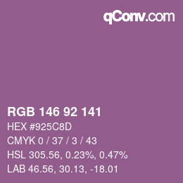 Color code: RGB 146 92 141 | qconv.com