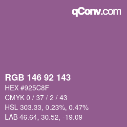 颜色代码: RGB 146 92 143 | qconv.com