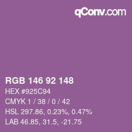 颜色代码: RGB 146 92 148 | qconv.com