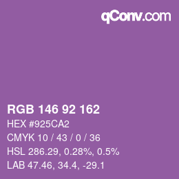 Color code: RGB 146 92 162 | qconv.com