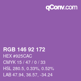 カラーコード: RGB 146 92 172 | qconv.com
