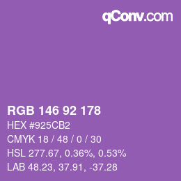 カラーコード: RGB 146 92 178 | qconv.com