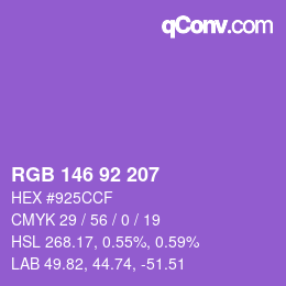 カラーコード: RGB 146 92 207 | qconv.com