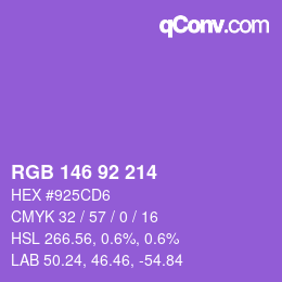 颜色代码: RGB 146 92 214 | qconv.com