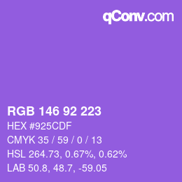 Color code: RGB 146 92 223 | qconv.com
