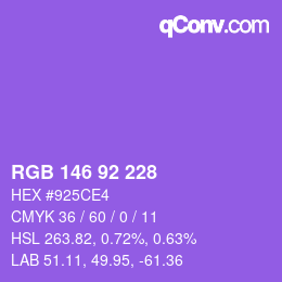 カラーコード: RGB 146 92 228 | qconv.com
